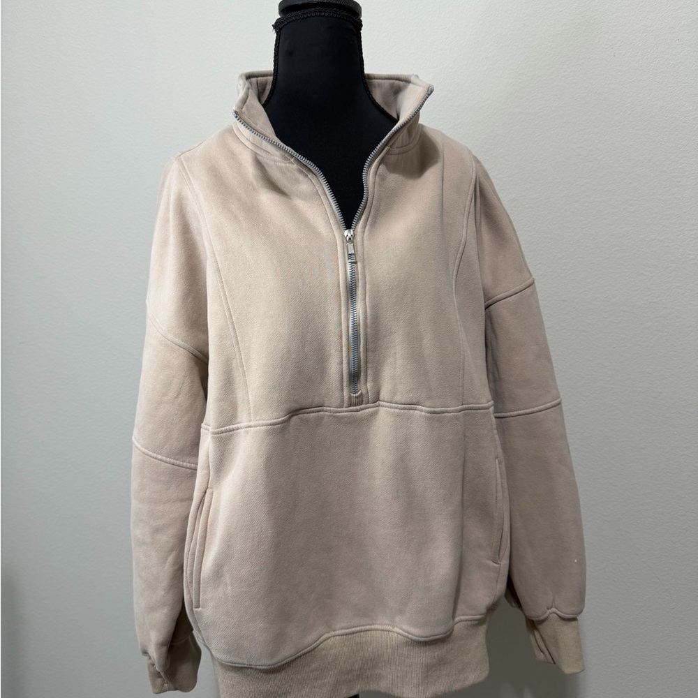 Women's Beige Half-Zip Sweatshirt B8